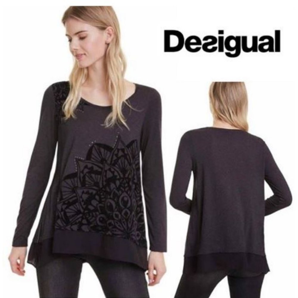 DESIGUAL NWT SULLIVAN CHARCOAL GREY SWEATER!